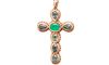 Emerald and Sapphire Byzantine Cross Pendant18kt Rose Gold