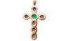 Emerald and Sapphire Byzantine Cross Pendant18kt Rose Gold